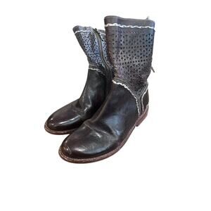 Size 7.5 BED STU Women’s Cobbler Lace Up Back Leather Brown Distressed Boot